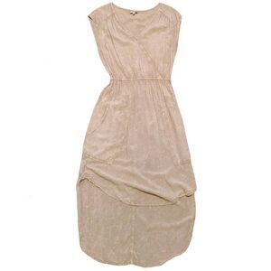 The Odells Hi-Low Sleeveless Dress Pockets Beige Beach Lightweight Rayon XS